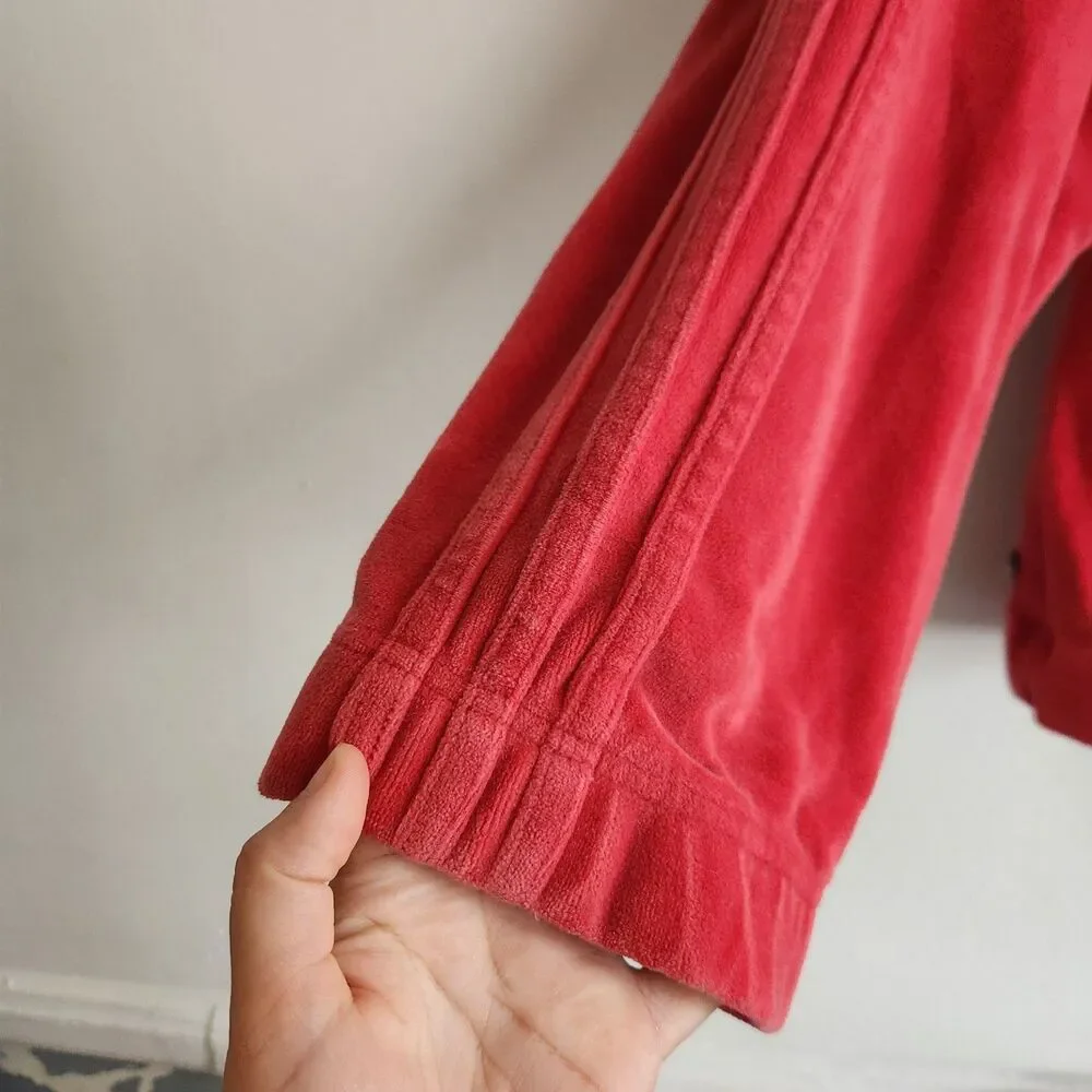 Adidas Y2K 02 red velour tracksuit set Jacket & Pants Size M vintage streetwear